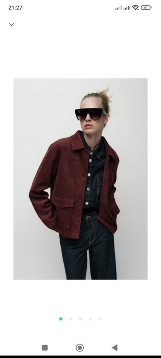 Куртка із штучної замші із сорочковим коміром.