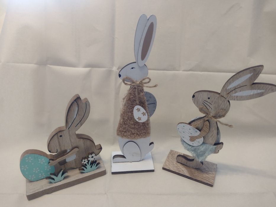 Ozdoby wiosenne wielkanocne trzy zajączki różne wzory