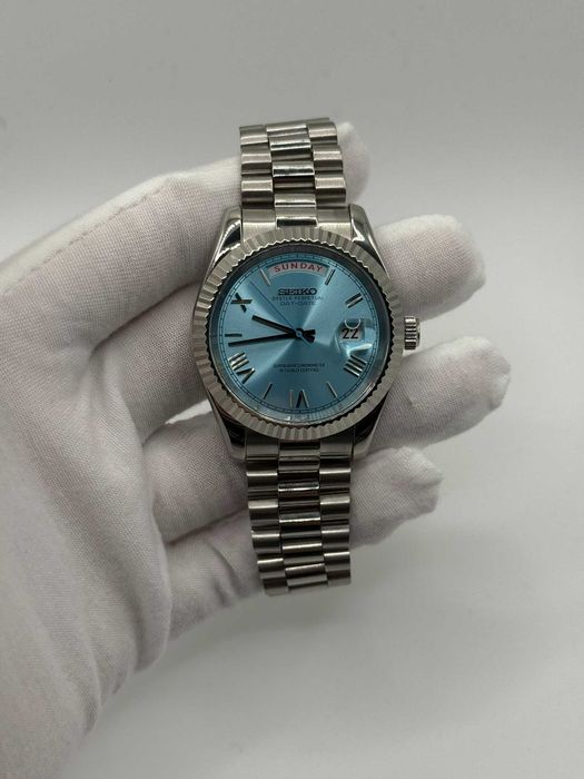 Zegarek Seiko Mod DayDate Roman Baby Blue President
