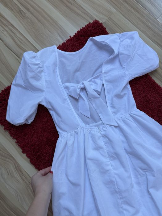 Sukienka damska z kokardą biała S