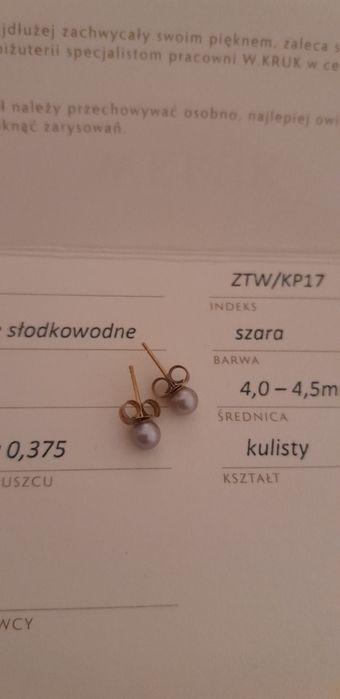 Złoto kolczyki W.Kruk 375 próba