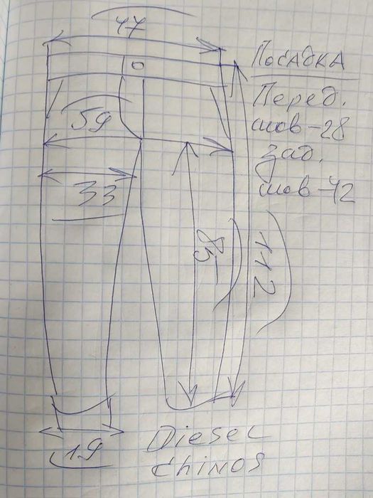 Джинсы (chino Diesel jeans Italy w36 dark blue.