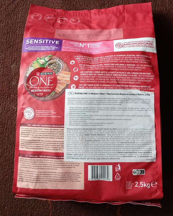 Karma dla psa PURINA ONE Medium Max Sensitive Łosoś z ryżem 2.5 kg