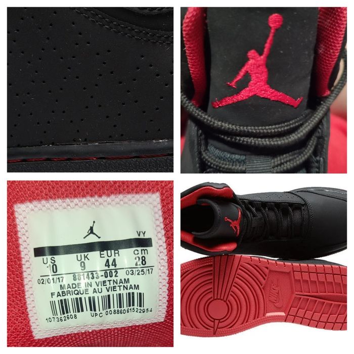 Nike Air Jordan 1Flight 5 Black/Gym Red кросівки чоловічі 27см