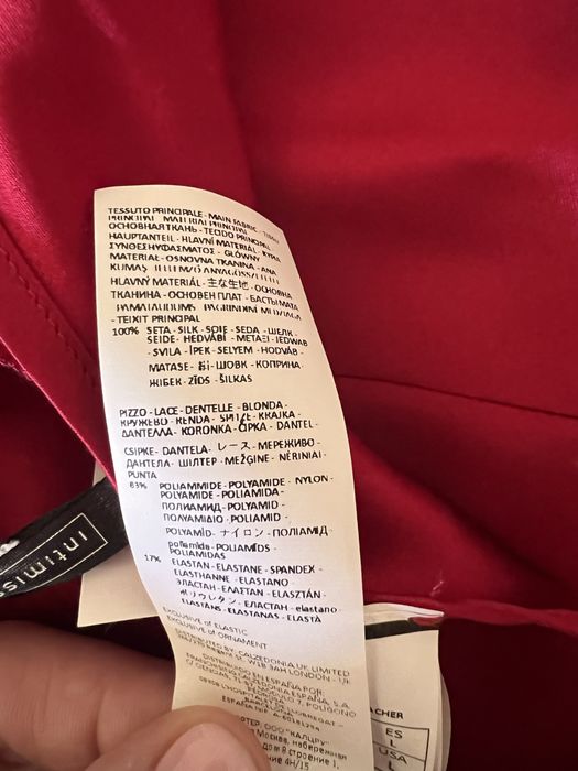 Intimissimi jedwabna halka z koronką czerwona r.L