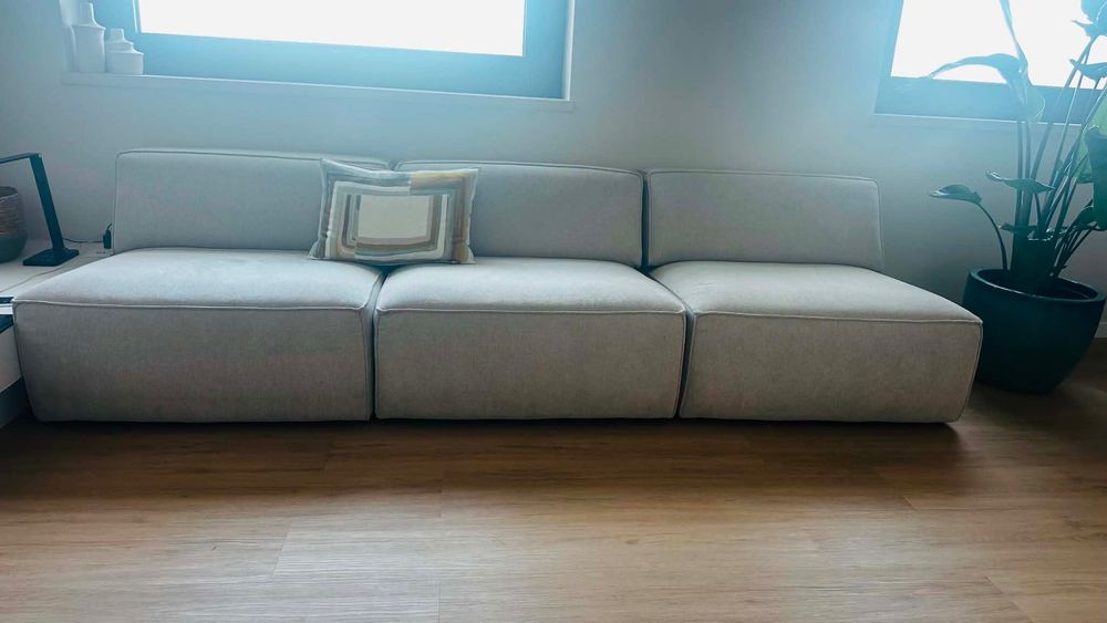 Sofá modular de 3 peças – Cinzento claro – Quase novo | 900€