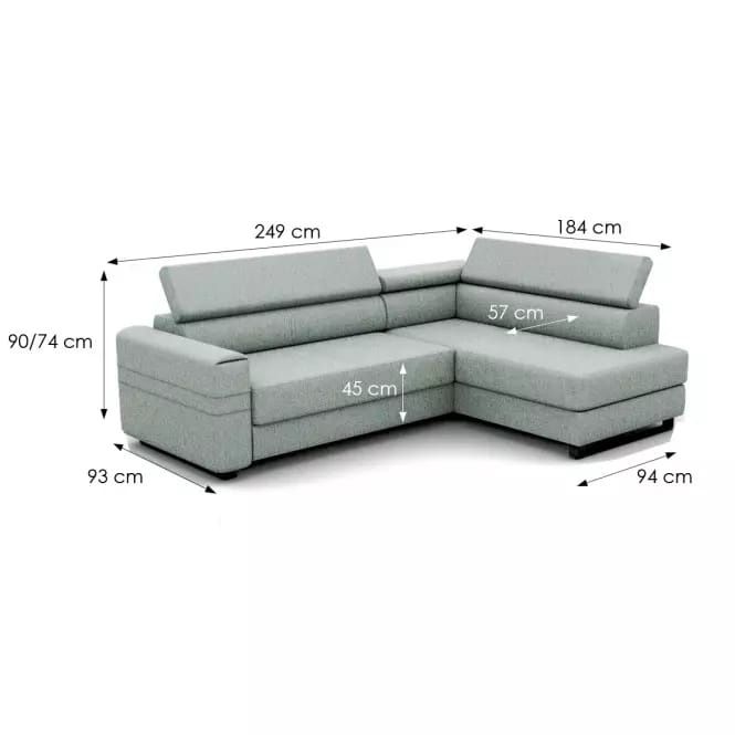 Narożnik Livio lewostronny, szary