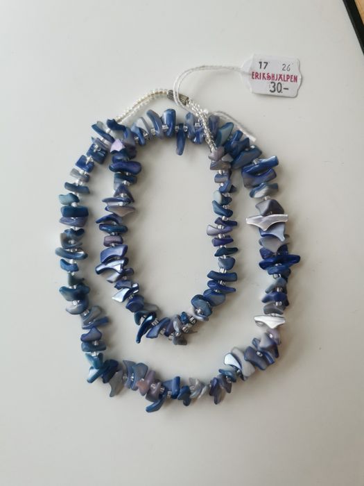 Stary naszyjnik z masy perłowej koraliki lata 80 vintage