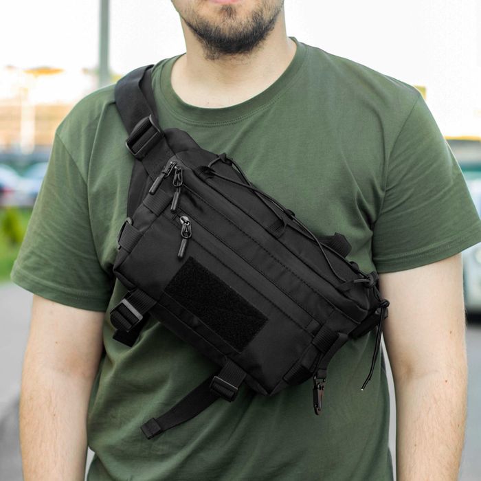 Тактична сумка бананка чоловіча TACTIC 1 поясна на груди з тканини
