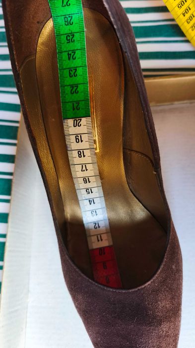 Elegantes Sapatos de Salto Alto em Camurça Castanho - Tamanho 36