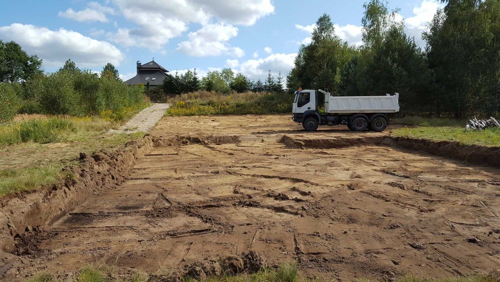 usługi koparka, prace ziemne, kopanie stawów, piasek, minikoparka