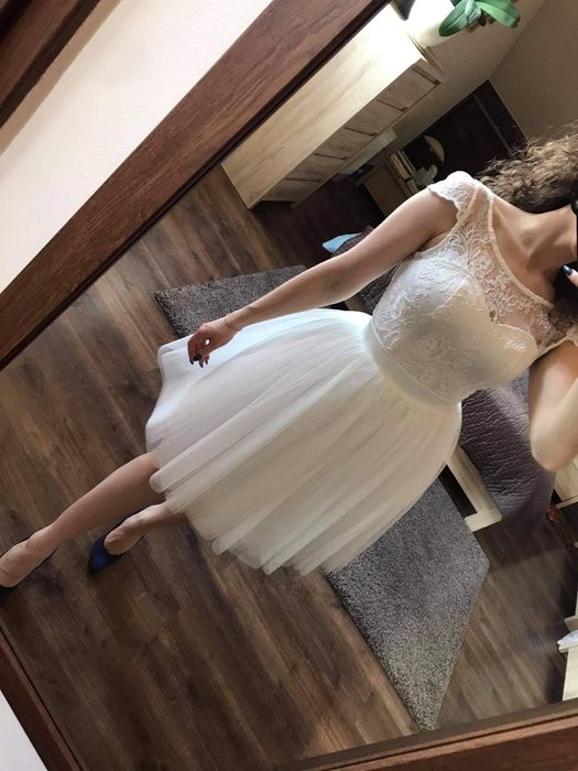 Sukienka okazja nowa ślub tiul biała xs 34