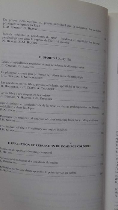 Lésions médullaires en pratique sportive