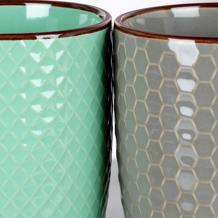 Zestaw 4 Kubków Ceramicznych Do Kawy Herbaty 400ml Dekoracyjne Mebliva