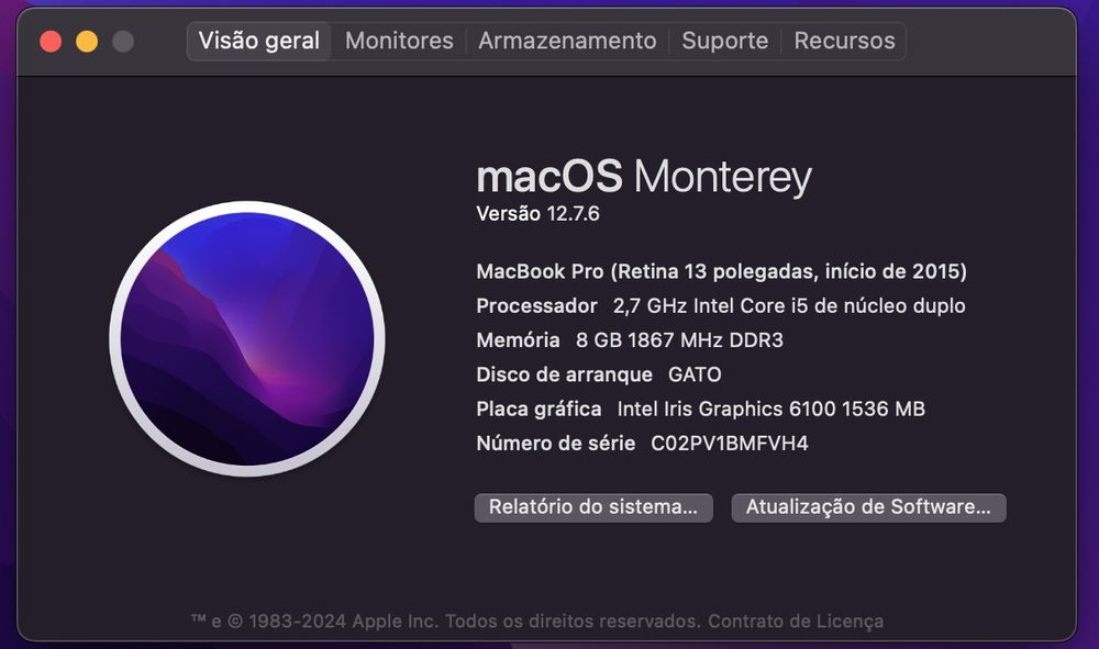 Mac Book Pro Retina 13 polegadas 2015