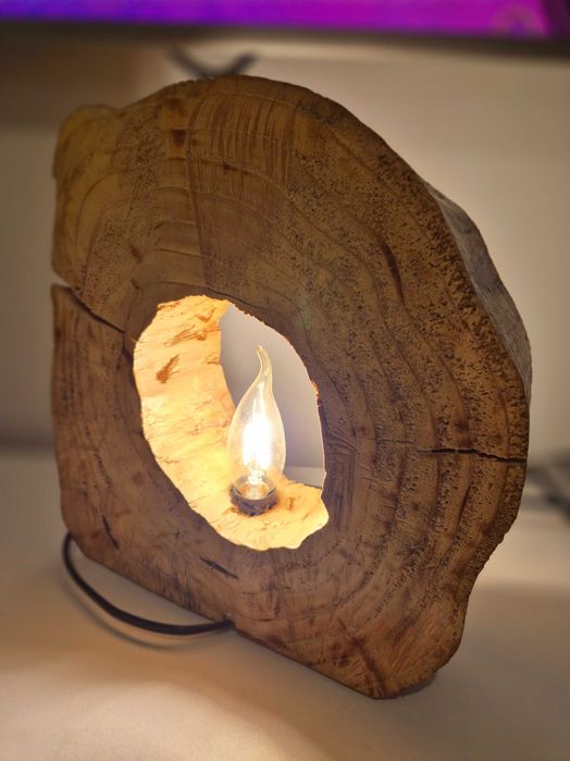 Lampka nocna drewniana handmade