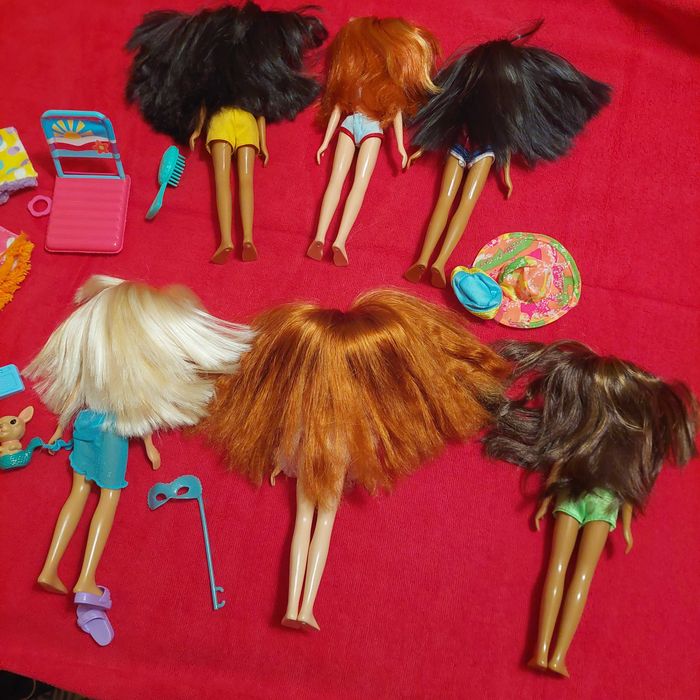 Seis bonecas Wee 3 friends Mattel e acessórios