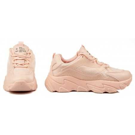 Sportowe sneakersy na grubej podeszwie różowe r 37