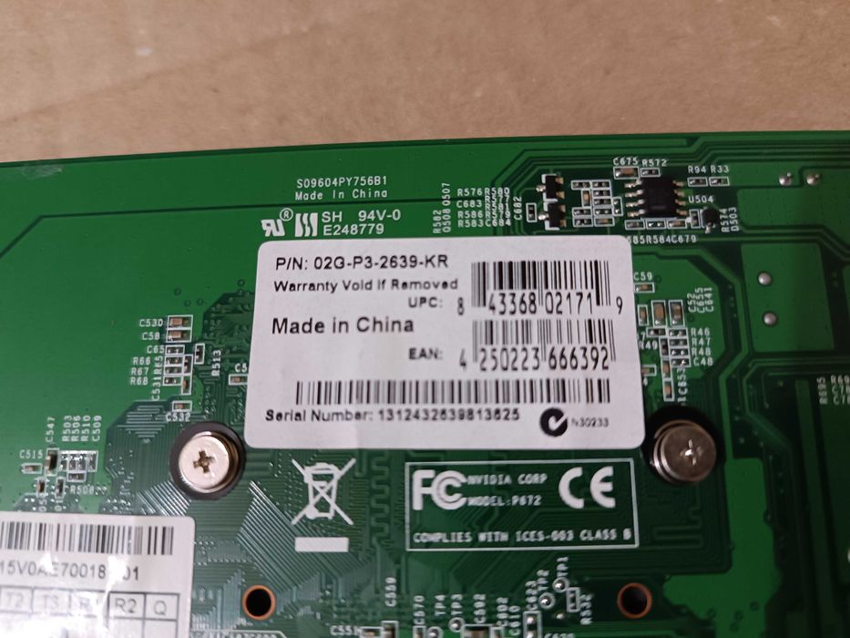 Рабочая видеокарта GF GT630 2GB GDDR3 EVGA (02G-P3-2639-KR)