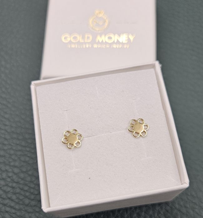 Złote kolczyki 585  delikatne kwiatuszki  GOLD MONEY
