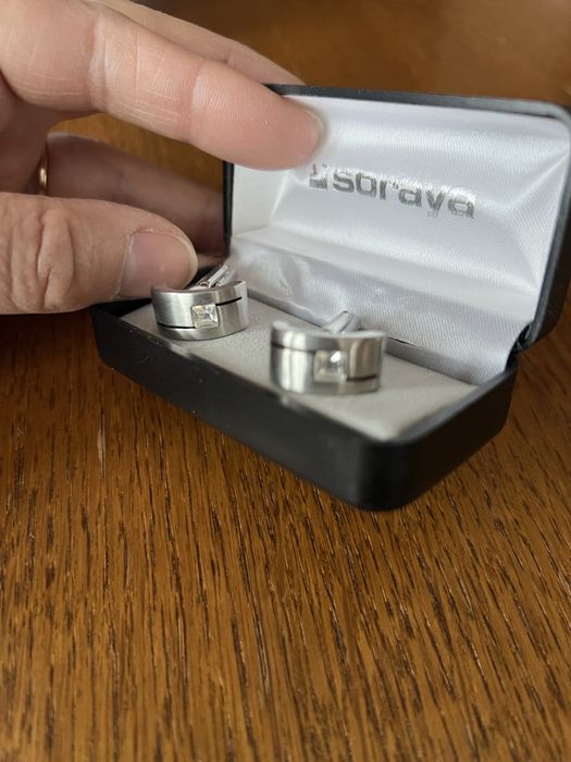Spinki do mankietów srebrne SORAYA z kryształkami swarovski