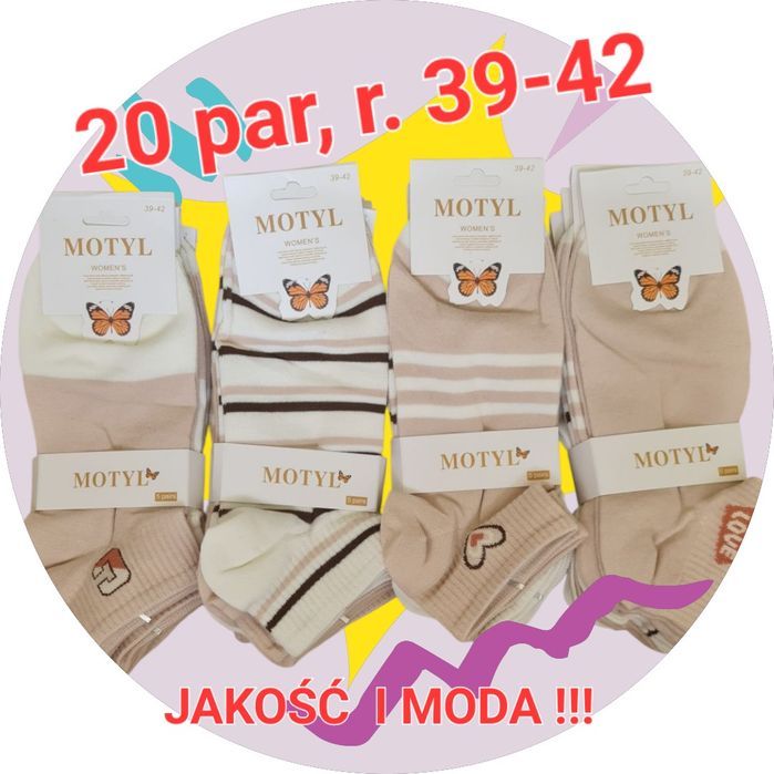 20 par skarpety skarpetkidamskie rozmiar 39-42 bawełna super jakość, M
