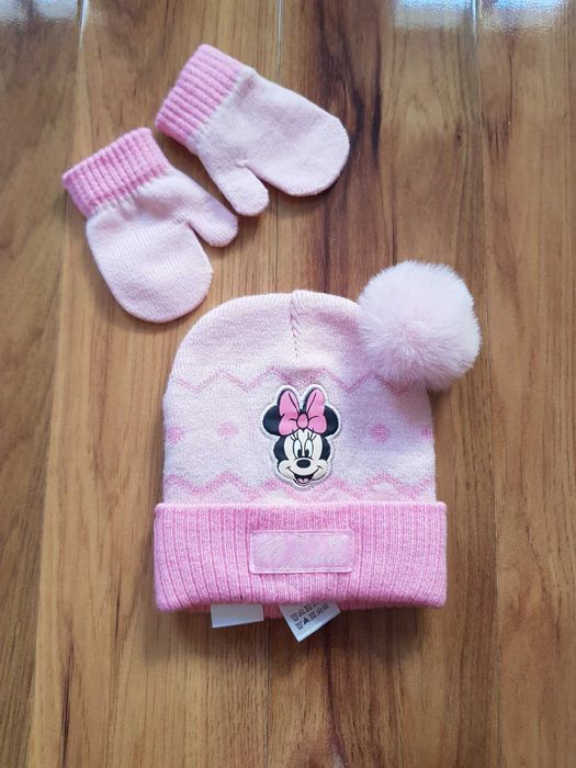 Różowa czapka  i rękawiczki Myszka Minnie Disney 12-24 miesięcy