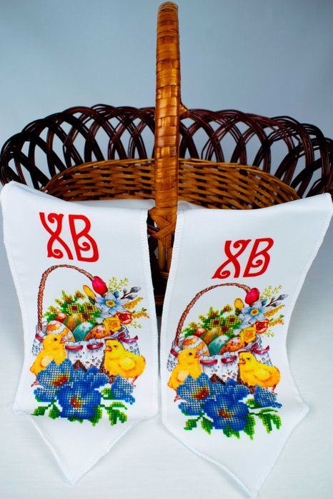 Заготовка під вишивку: Великодній бант на кошик (Габардин) + Підбір