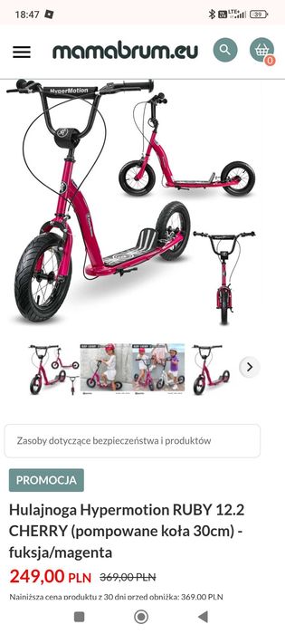 Hulajnoga na kołach pompowanych