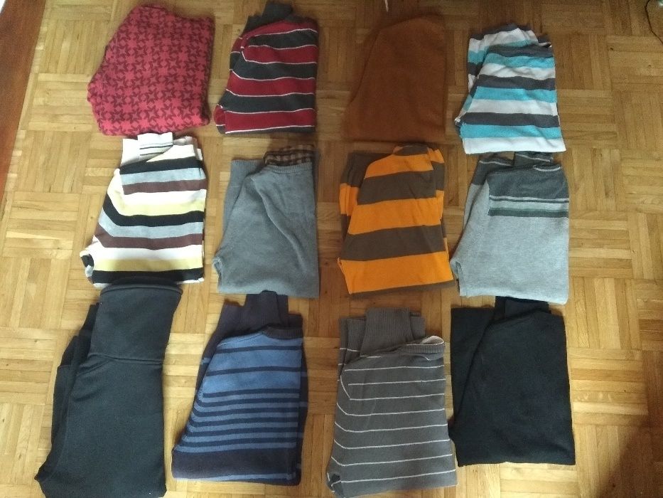 sweter w pomarańczowo-szare pasy - rozmiar s
