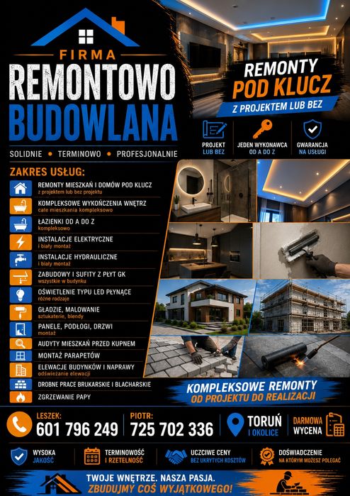 Kompleksowe remonty pod klucz Toruń i okolice
