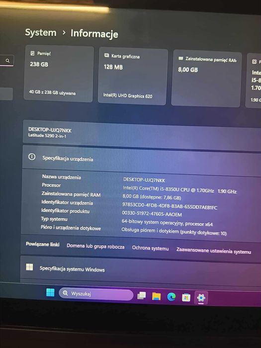 Tablet/Laptop Dell 5290 I5 8350U/8gb/256SSD/12IPS/Modem/Win11