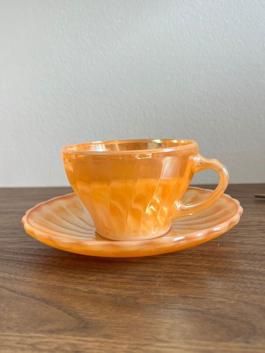Serviço Vintage Fire-King Peach Lustre – 6 Conjuntos Completos