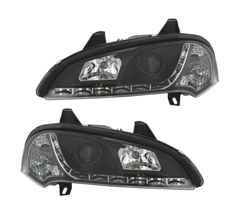 FARÓIS FRONTAIS LUZ DIURNA LED PARA OPEL TIGRA 94- FUNDO PRETO
