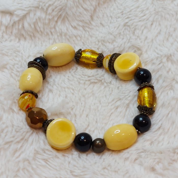 Bransoletka vintage stara lata 70s murano ceramiczne szklane retro 13