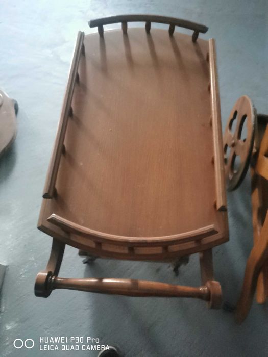 conjunto de 3 carrinhos de chá de madeira