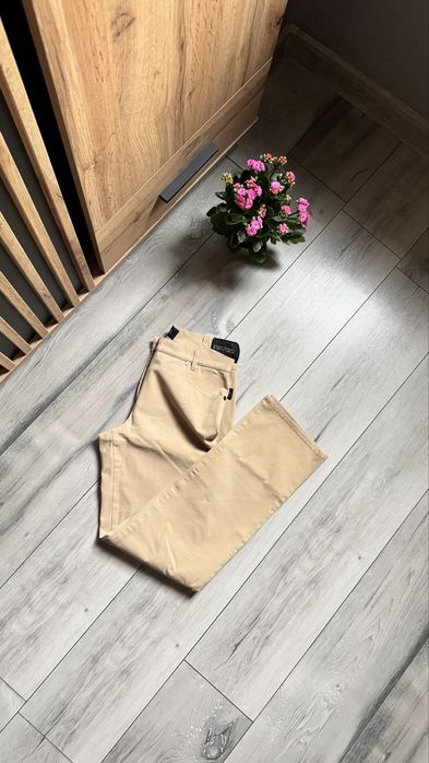 Spodnie Gerry Weber S damskie bawełna beżowe materiałowe