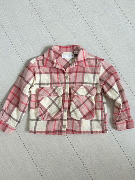 Утеплена демісезонна сорочка Zara (5-6 років) в клітинку рожева