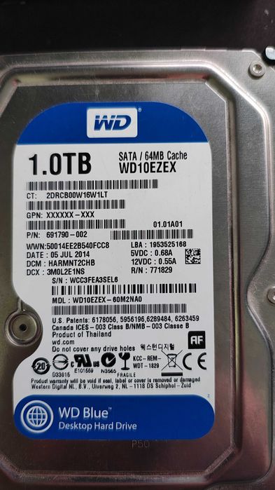 Western Digital Blue 1 TB, модель WD10EZEX.