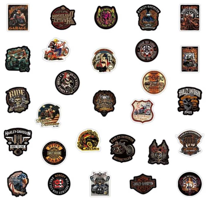 Naklejki Retro, motocykle. 50szt. Dostępne 2 kpl.