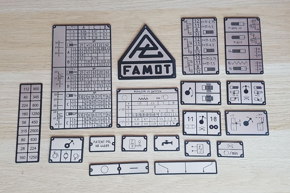 Tokarka TUM-25 A Tabliczki Tabliczka Komplet Tabela Gwintów