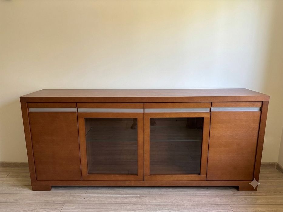 Duża elegancka komoda salonowa z witryną | 200 cm | Stan BDB