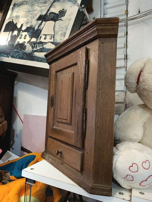 Szafka rogowa wisząca drewniana vintage retro stylowe stare drewno