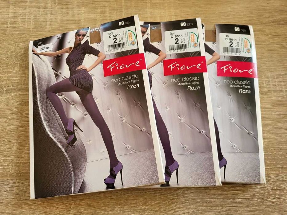 Beżowe (Tan) ciepłe rajstopy microfibra 60 den ROZA 2/S Fiore - 3 pary