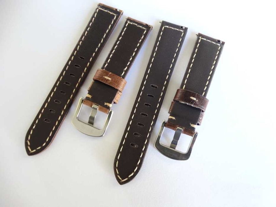 Pasek skórzany do zegarka 20mm jasny i ciemny brąz komplet 2szt
