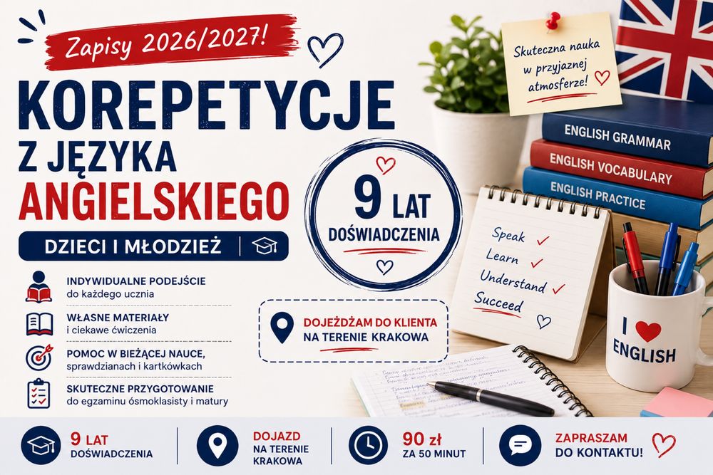 Korepetycje z języka angielskiego | Dzieci i młodzież | Kraków