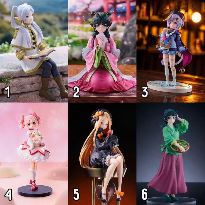 Аниме фигурки. Frieren  Oshi no Ko  Genshin Impact  One Piece  No Game No Life  Madoka Magica  Hatsune Miku  Arknights  Apothecary Diaries
