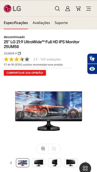 Monitor LG Ultrawide 25 Polegadas