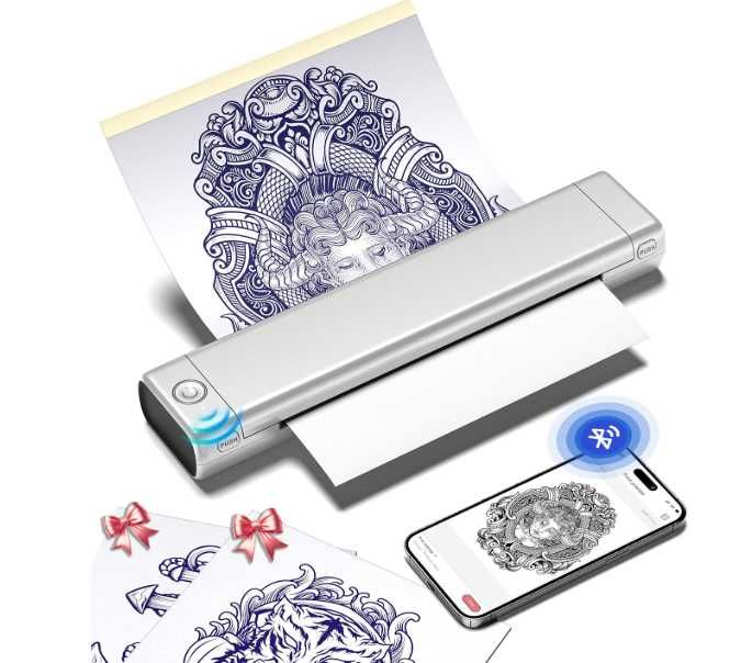 Impressora Térmica de Tatuagem sem fio A4 - Várias Cores