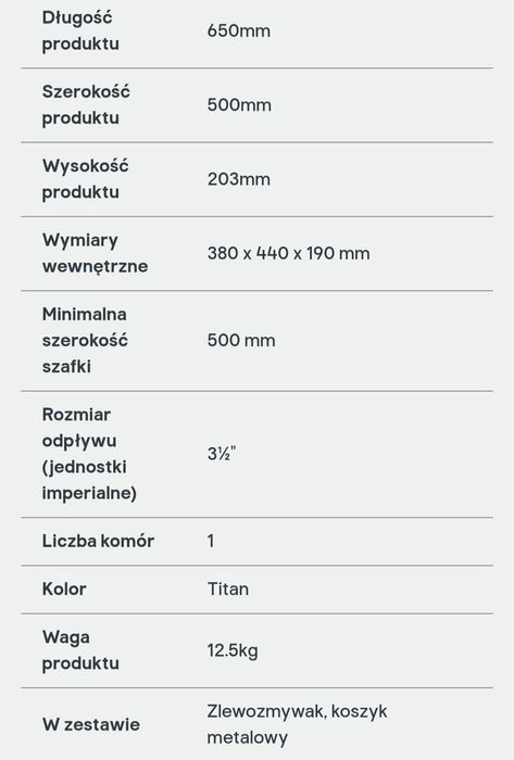 Zlewozmywak Horizon Titan z koszykiem granitowy granstyle jednokomorow